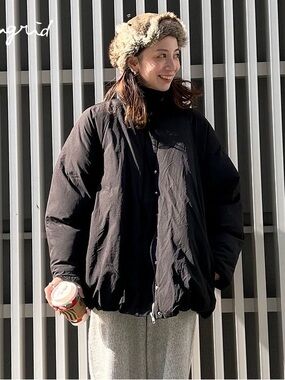 Black Women's Insulated Puffer Jacket - Casual Everyday Style